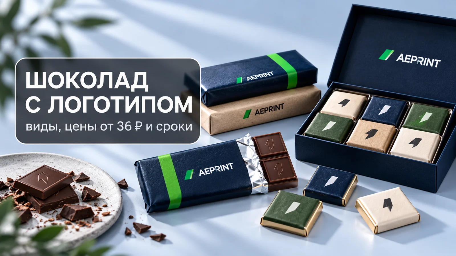 Шоколад с логотипом: виды, цены от 36 ₽ и сроки