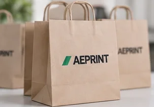 Крафт-пакеты · 2 цвета. Пример нанесения логотипа на производстве AEPRINT